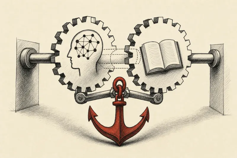 An anchor locks two gears to separate shafts, exposing a hidden axle that let one gear perform both jobs.