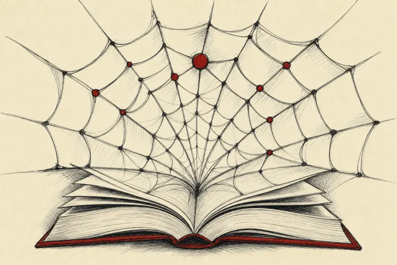 An open textbook transforms into a web, symbolizing WordPress.com's effort to cultivate student website creators.