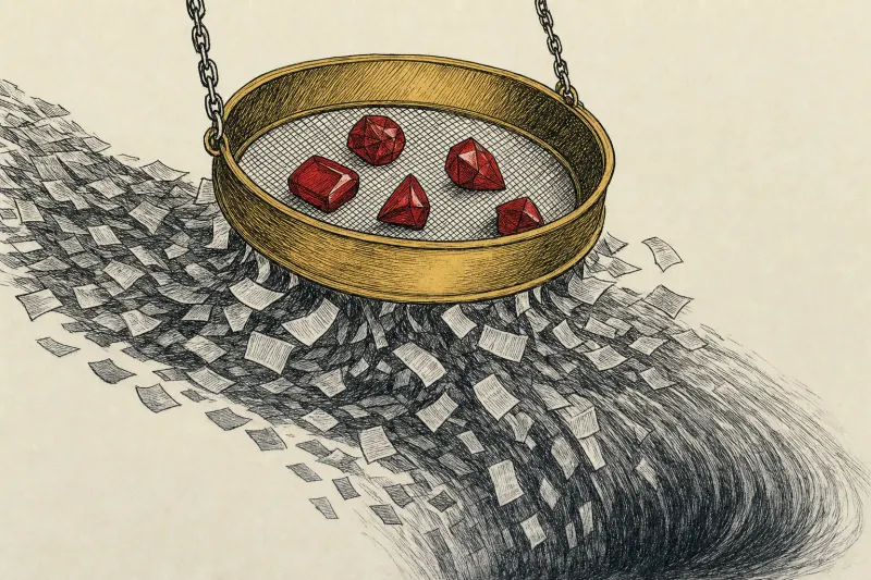 A golden sieve filters copied gray fragments while preserving colorful gems, symbolizing X rewarding original content.